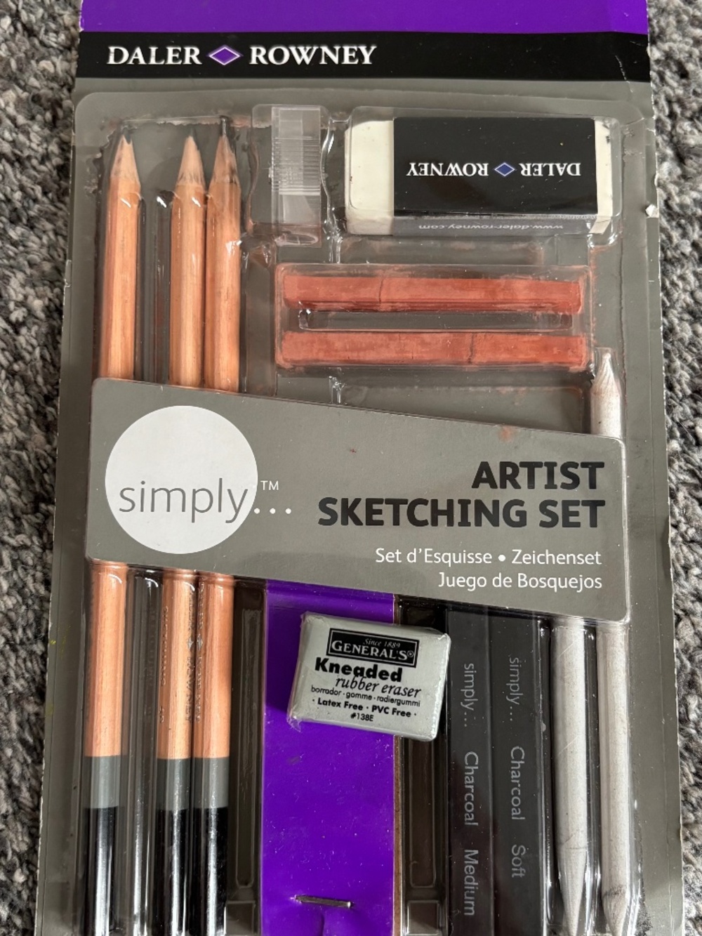 Daler-Rowney Simply Artist Sketching Set and one Generals Kneaded Rubber Eraser